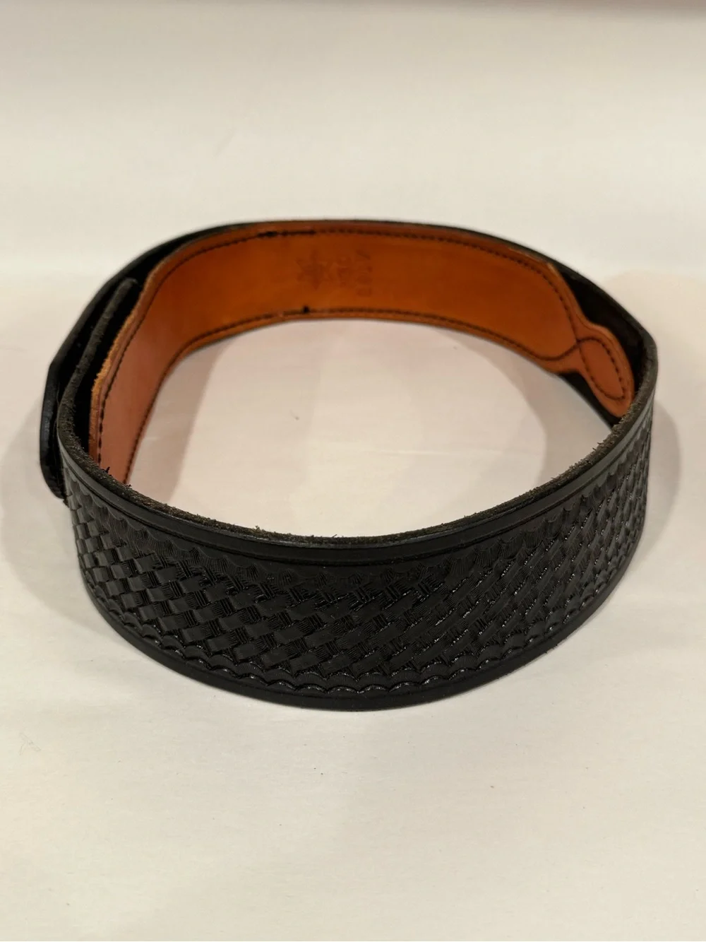 Tex Shoemaker & Sons N34 Leather Sam Brown Duty‎ Belt Black Basketweave N30 201V